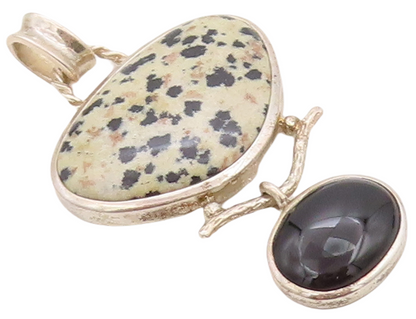 925 Sterling Silver Vintage Pendant WHITNEY KELLY Onyx And Marble  PT23543