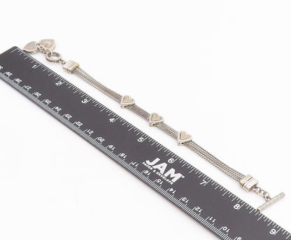 925 Sterling Silver Vintage Bracelet Love Heart Multi Strand Link Chain  BT11504