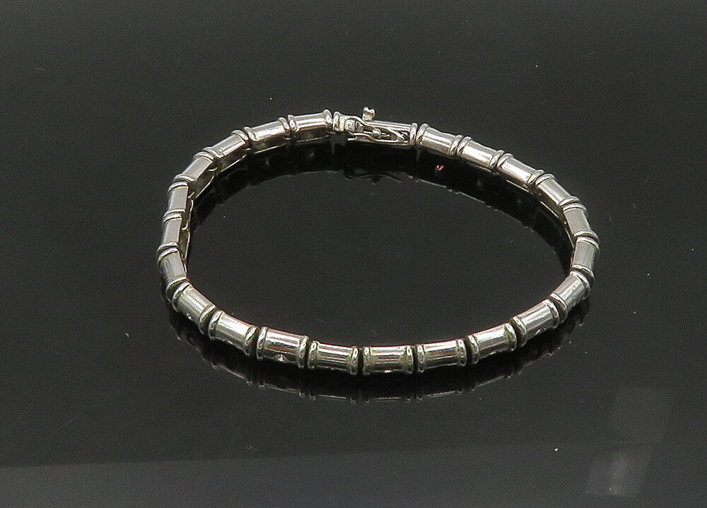 925 Sterling Silver  Vintage Shiny Topaz Hinge Link Chain Bracelet  BT8437