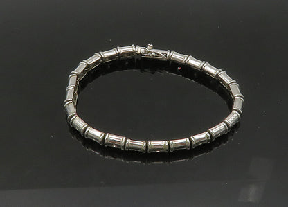 925 Sterling Silver  Vintage Shiny Topaz Hinge Link Chain Bracelet  BT8437