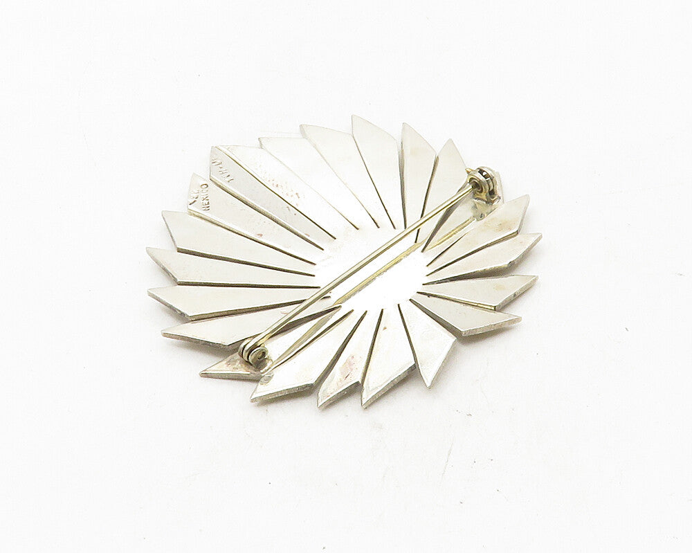 MEXICO 925 Sterling Silver  Vintage Shiny Smooth Floral Brooch Pin  BP3986
