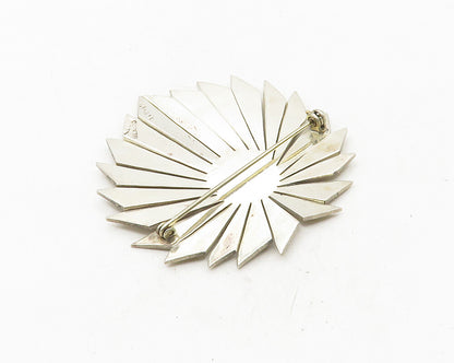 MEXICO 925 Sterling Silver  Vintage Shiny Smooth Floral Brooch Pin  BP3986