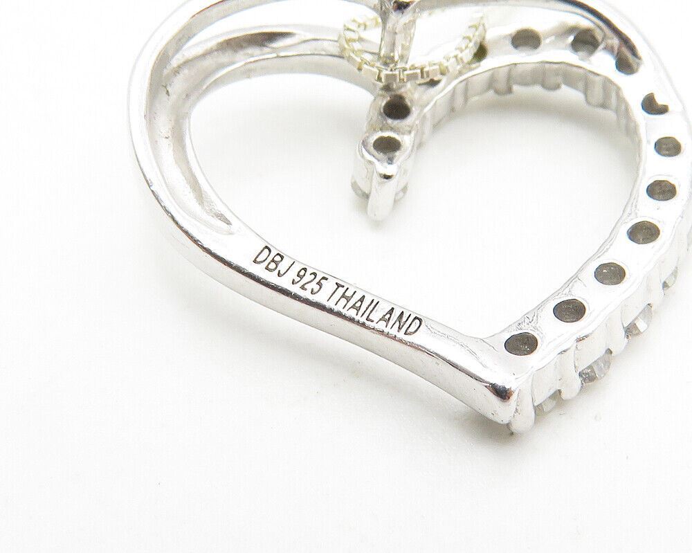 925 Sterling Silver  Genuine Diamonds Open Love Heart Chain Necklace  NE1936