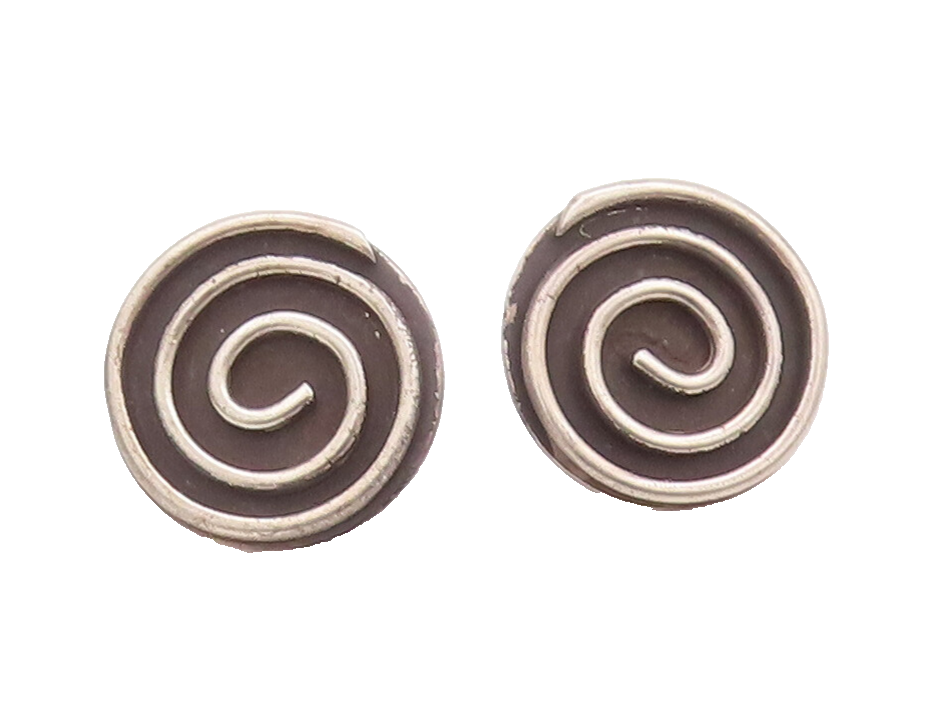 925 Sterling Silver Vintage Earrings Designer Swirly Rope Spiral  EG12853