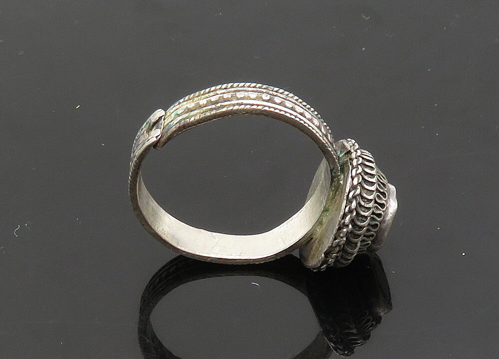 925 Sterling Silver  Vintage Blue Topaz Swirl Dome Band Ring Sz 10  RG21652