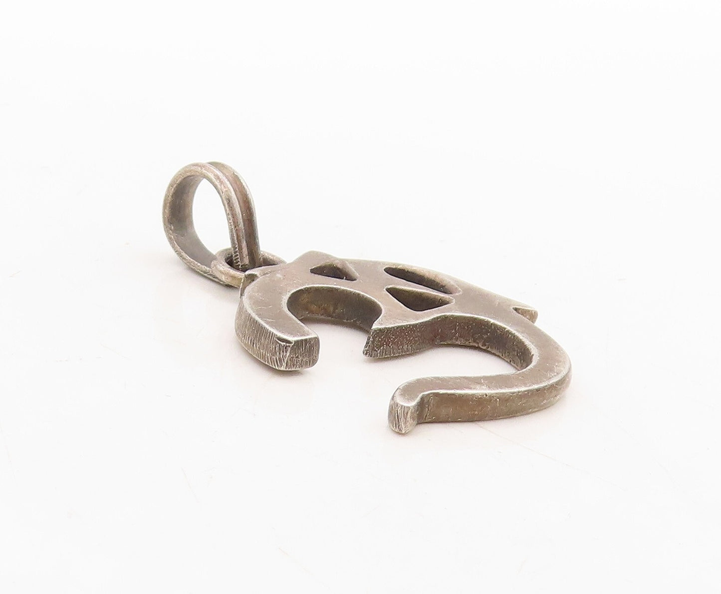 925 Sterling Silver Vintage Pendant Dark Tone Cut Religious Symbol OM  PT23877
