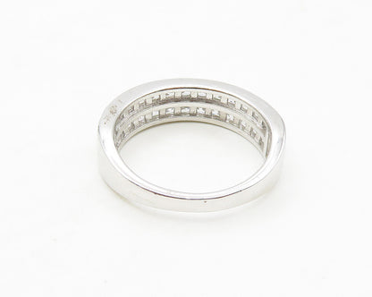 925 Sterling Silver  Sparkling Cubic Zirconia Two Row Band Ring Sz 7  RG17349
