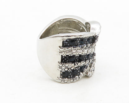925 Sterling Silver  Blue Topaz Shiny Knot Design Band Ring Sz 5  RG13442