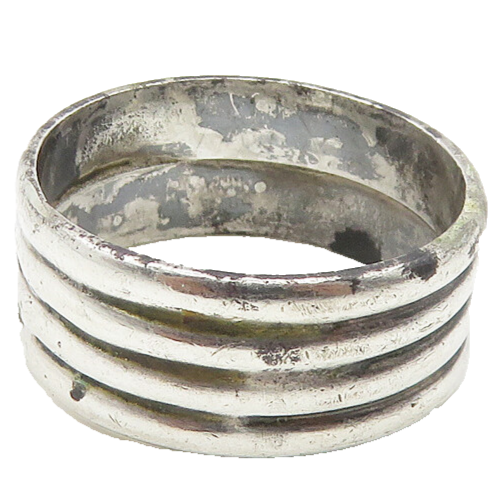 925 Sterling Silver  Vintage Shiny Ribbed Round Band Ring Sz 7  RG18090
