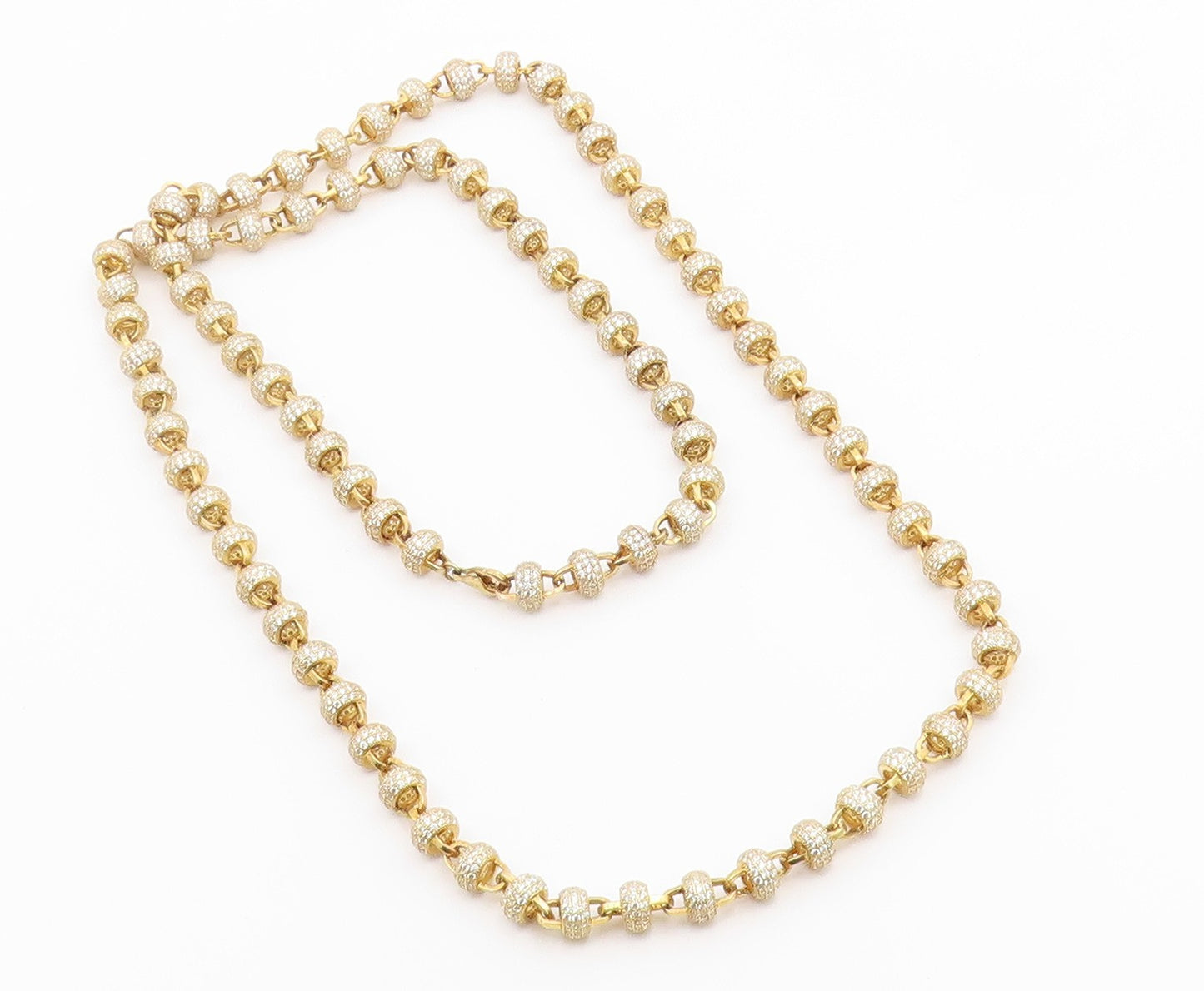 925 Sterling Silver Vintage Necklace Gold Plated CZ Cosmic Orb Chain  NE4931