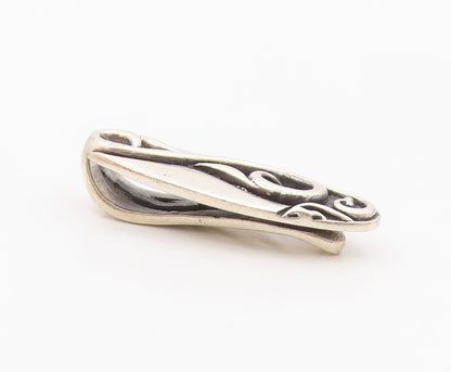 925 Sterling Silver  Vintage Antique Shiny Heavy Swirl Tie Clip  TR2863