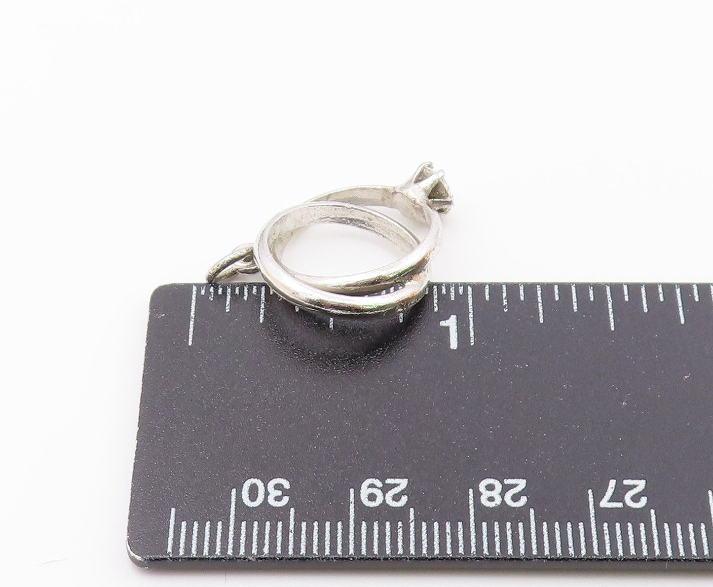925 Silver  Vintage Engagement Ring & Wedding Band Motif Pendant  PT16328