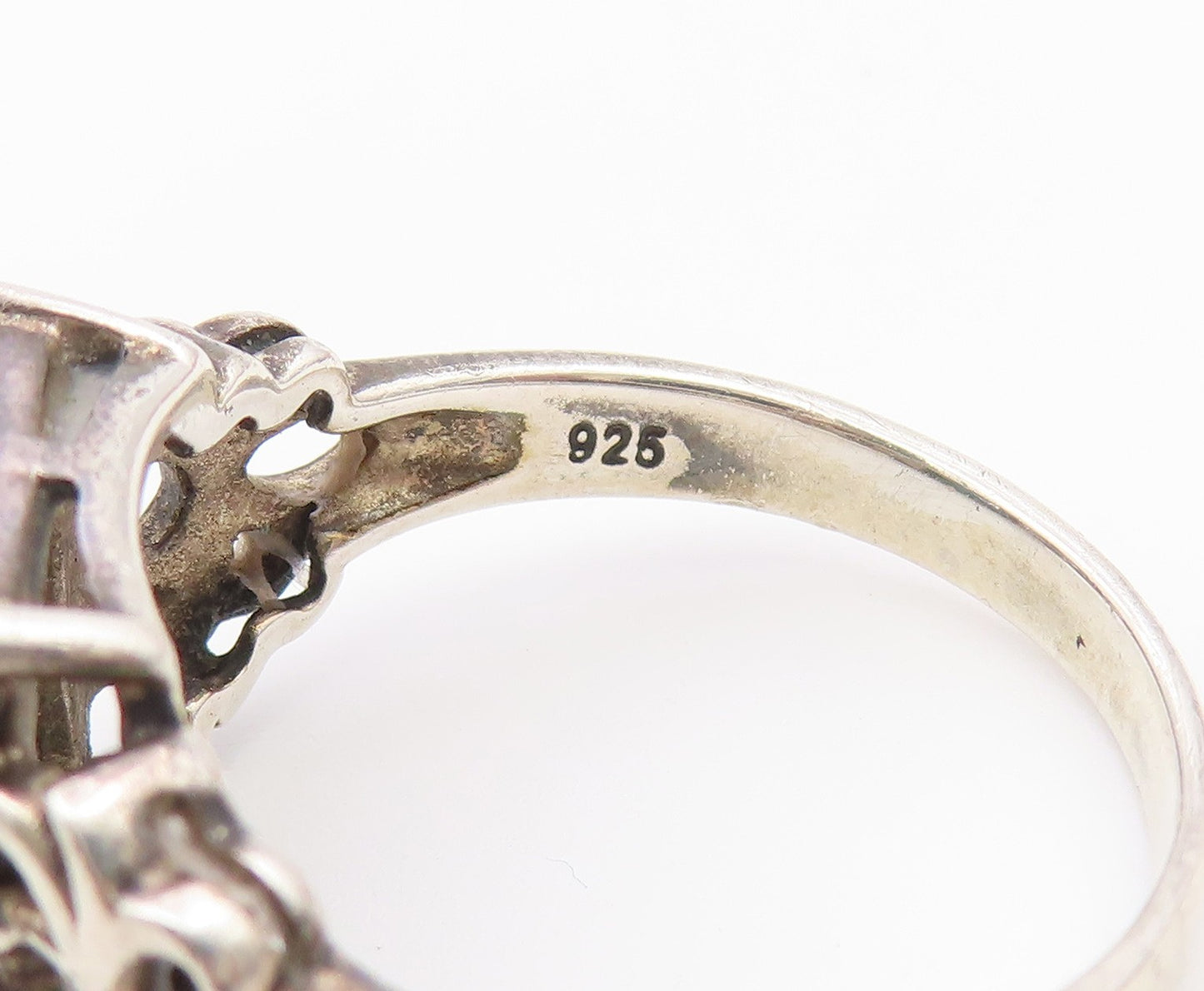 925 Sterling Silver Vintage Ring Classic Oyster Turquoise Band  Sz 9  RG36581