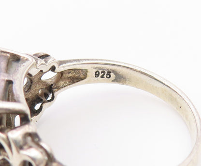 925 Sterling Silver Vintage Ring Classic Oyster Turquoise Band  Sz 9  RG36581