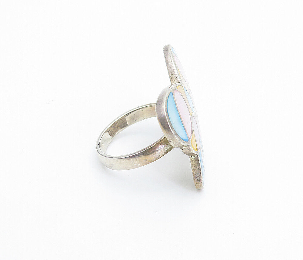 925 Sterling Silver  Mother Of Pearl Butterfly Cocktail Ring Sz 8  RG7896