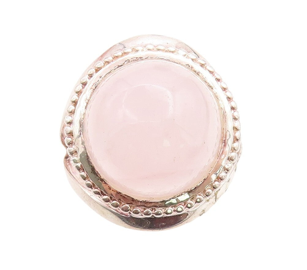 925 Sterling Silver Vintage Ring Cabochon Gemstone Halo Carved  Sz 7  RG31187