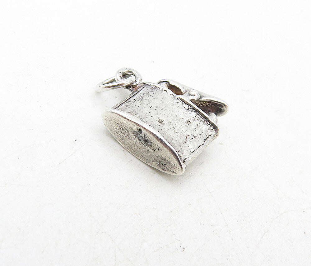 925 Sterling Silver  Vintage Petite Old Fashioned Flask Motif Pendant  PT6908