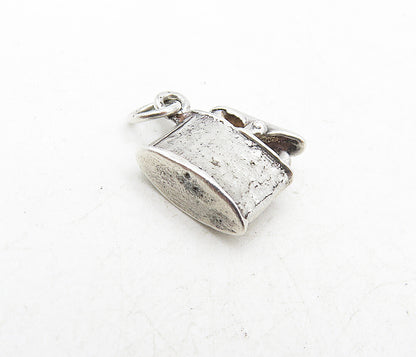 925 Sterling Silver  Vintage Petite Old Fashioned Flask Motif Pendant  PT6908