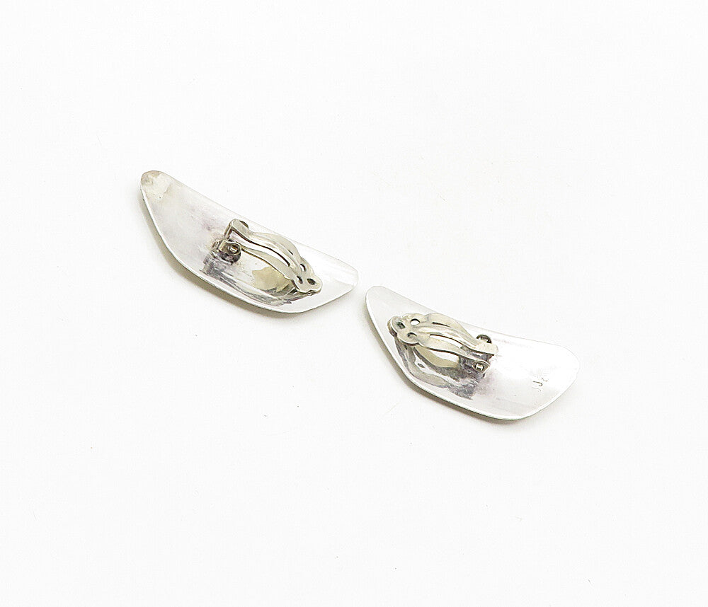 NAVAJO 925 Silver  Vintage Etched Sun Pattern Non Pierce Earrings  EG4679