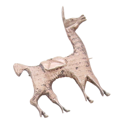 925 Sterling Silver  Vintage Antique Dark Tone Alpaca Motif Brooch Pin  BP3128
