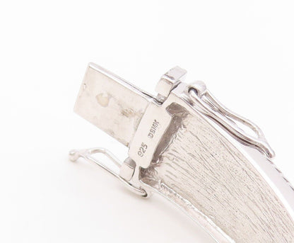 925 Sterling Silver Vintage Bracelet Solid Carved Rectangle Peridot  BT10721