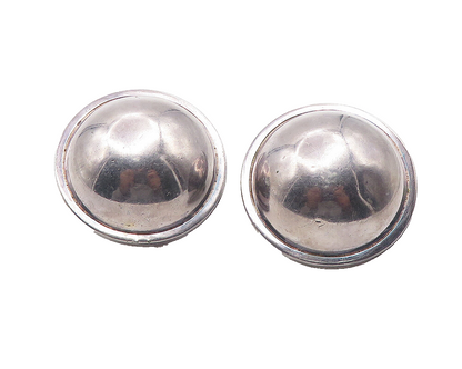 925 Sterling Silver  Vintage Dark Tone Hollow Dome Non Pierce Earrings  EG6234