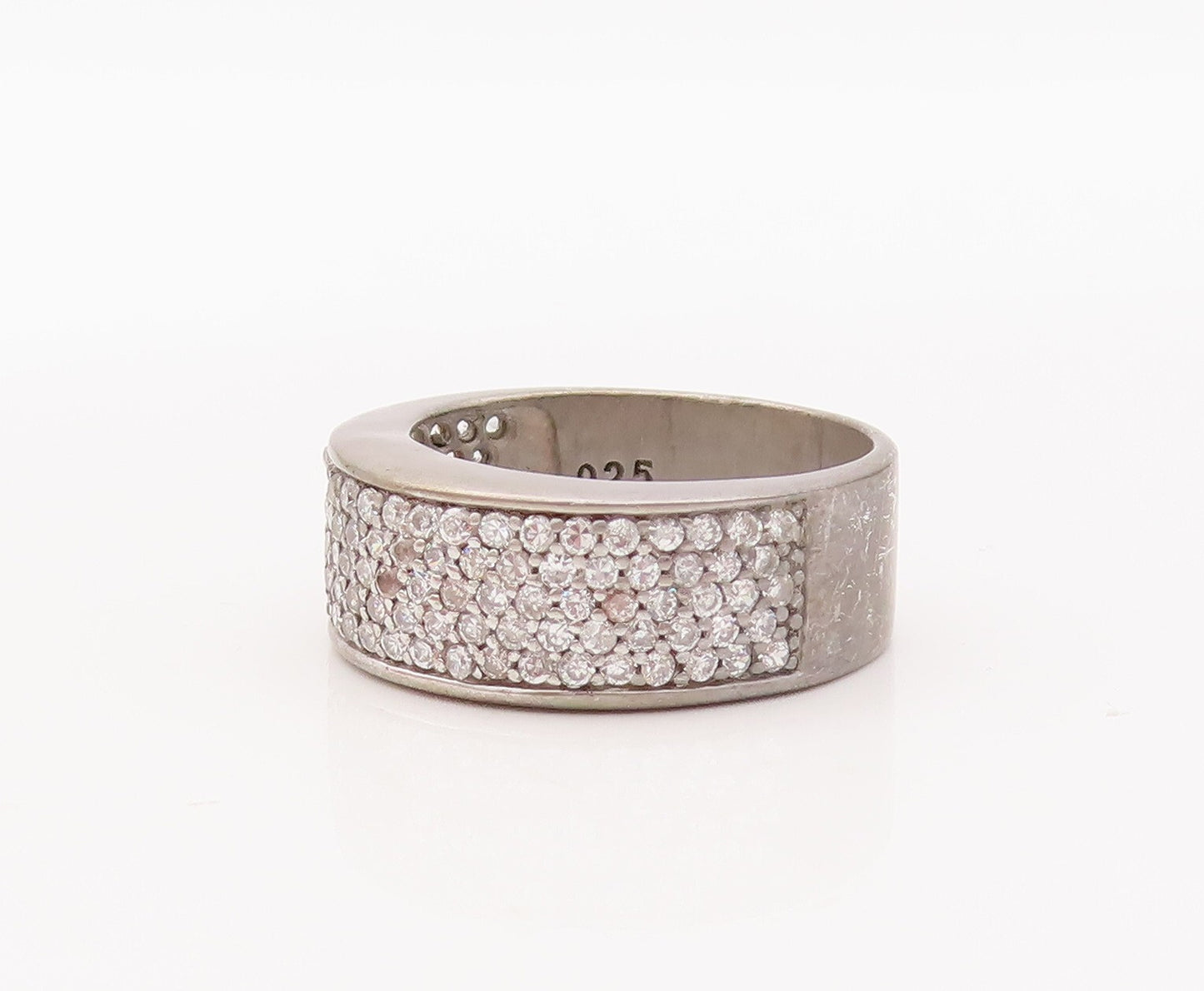 925 Sterling Silver Vintage Ring Solid Topaz Inlay Band  Sz 7  RG29884