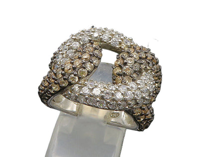 925 Sterling Silver  Vintage Cubic Zirconia & Topaz Band Ring Sz 7  RG21662