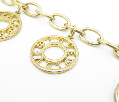 925 Sterling Silver  Shiny Gold Plated Peace Charmed Chain Bracelet  BT3100