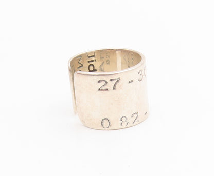 925 Sterling Silver Vintage Ring Latitude & Longitude Cuff Band Sz 10.5 RG33910