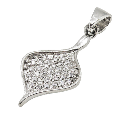 925 Sterling Silver  Shiny White Topaz Encrusted Petite Drop Pendant  PT8647