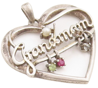 925 Sterling Silver Vintage Pendant LENOX Cutout Pearl Heart For Grandma PT23686