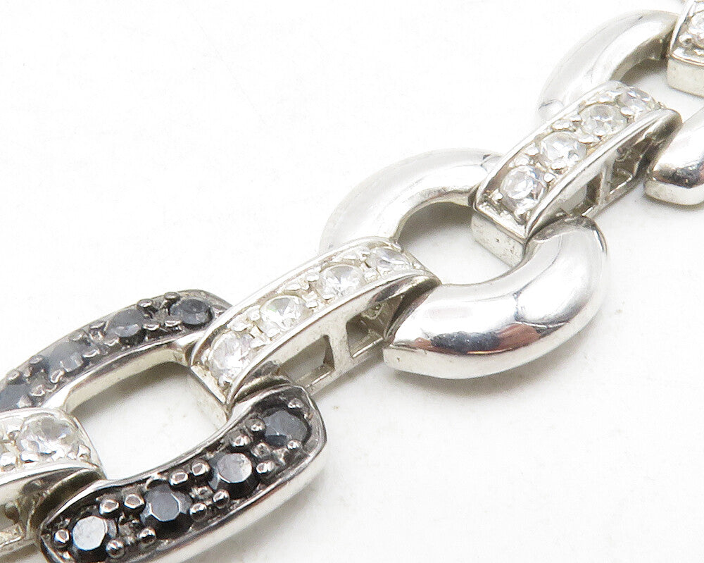 ROSS SIMON 925 Silver  Cubic Zirconia & Black Hematite Chain Necklace  NE2112