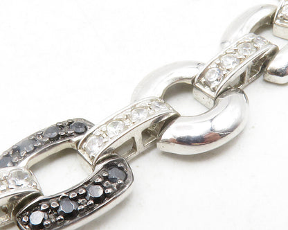 ROSS SIMON 925 Silver  Cubic Zirconia & Black Hematite Chain Necklace  NE2112
