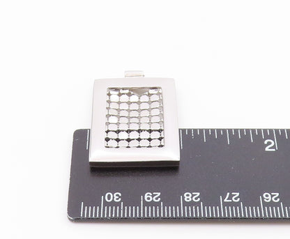 925 Sterling Silver  Shiny Polished Circle Square Slide Pendant  PT12126