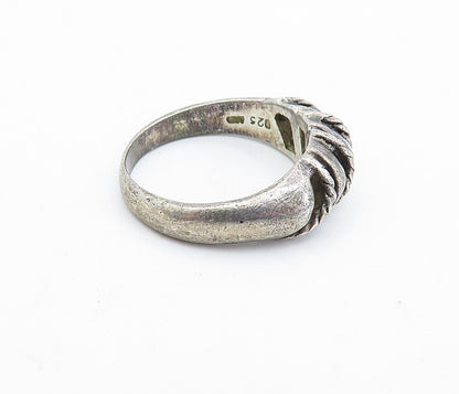925 Sterling Silver  Vintage Dark Tone Rope Twist Dome Band Ring Sz 7.5 RG6447
