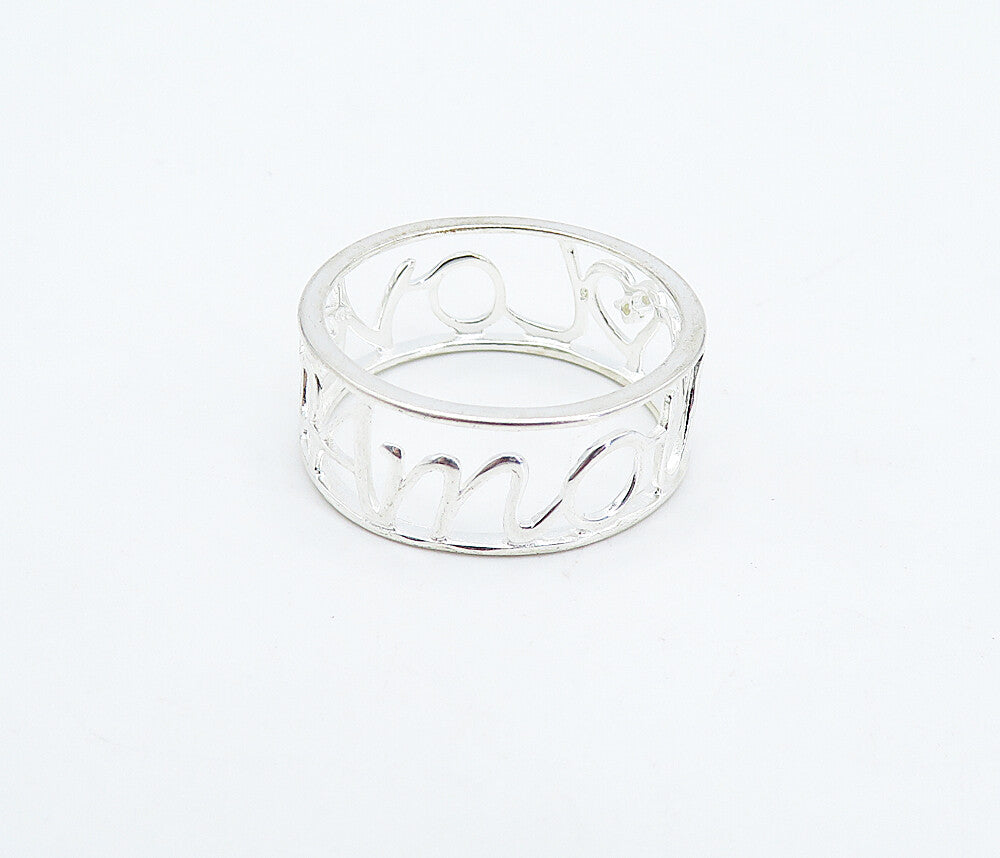 925 Sterling Silver  Topaz Accented Love Amour Open Band Ring Sz 9  RG4985