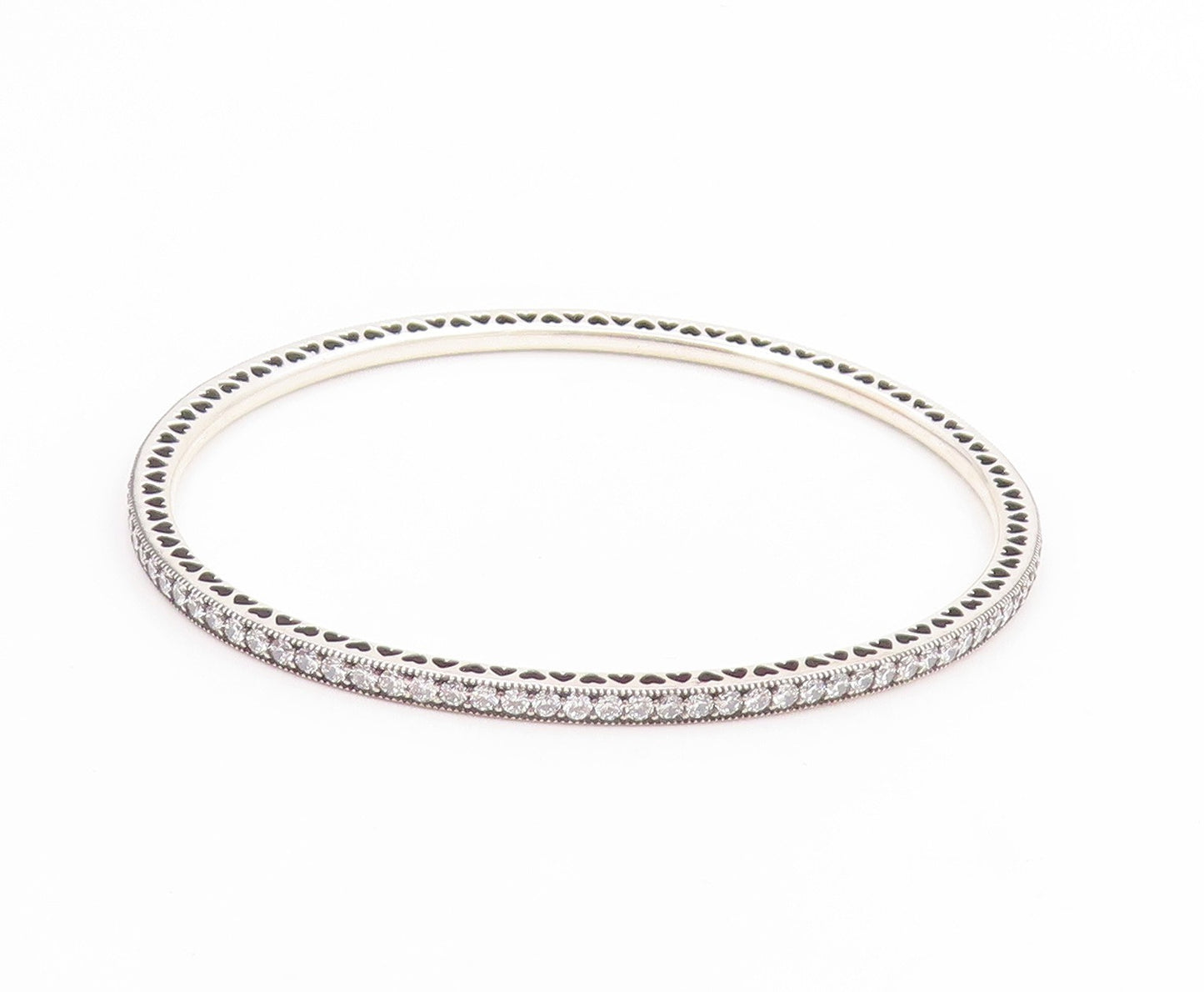 925 Sterling Silver Vintage Bracelet PANDORA CZ Elegant Eternity Bangle  BT11767