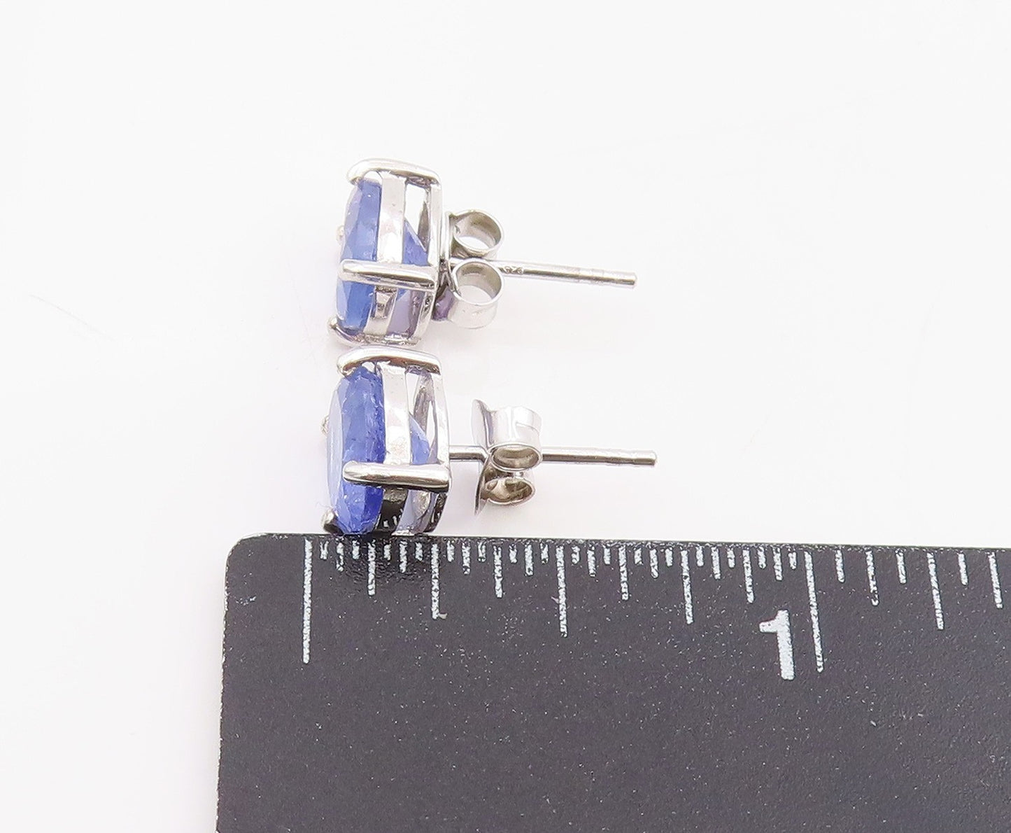 925 Sterling Silver Vintage Earrings Minimalist Oval Cut Tanzanite Studs EG13823