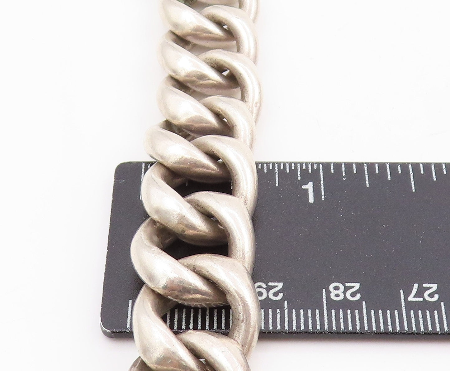 925 Sterling Silver Vintage Bracelet POLAND Chunky Curb Link Solid Chain BT11441
