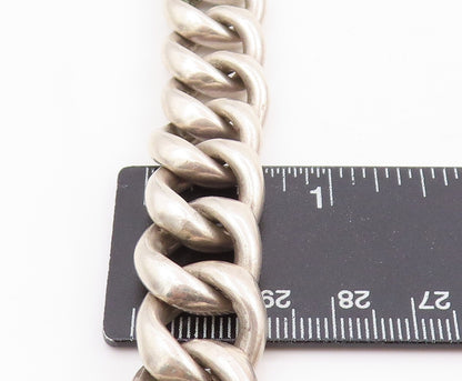 925 Sterling Silver Vintage Bracelet POLAND Chunky Curb Link Solid Chain BT11441