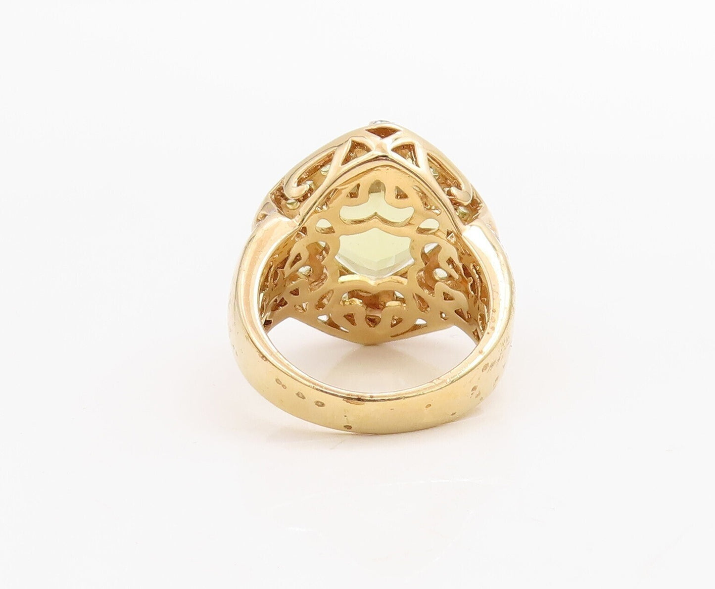 925 Sterling Silver Vintage Ring Gold Plated Peridot & Topaz  Sz 7  RG30963