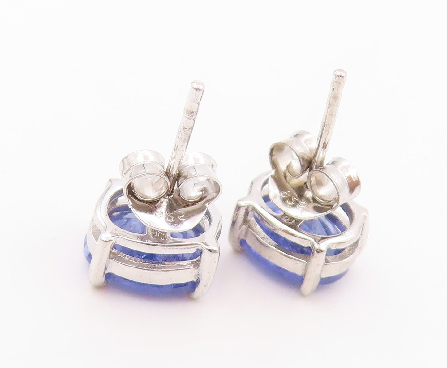 925 Sterling Silver Vintage Earrings Minimalist Oval Cut Tanzanite Studs EG14009