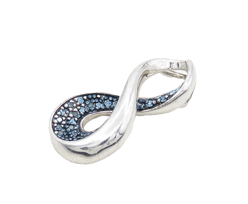 925 Sterling Silver  Vintage Genuine Diamonds Infinity Loop Pendant  PT15547
