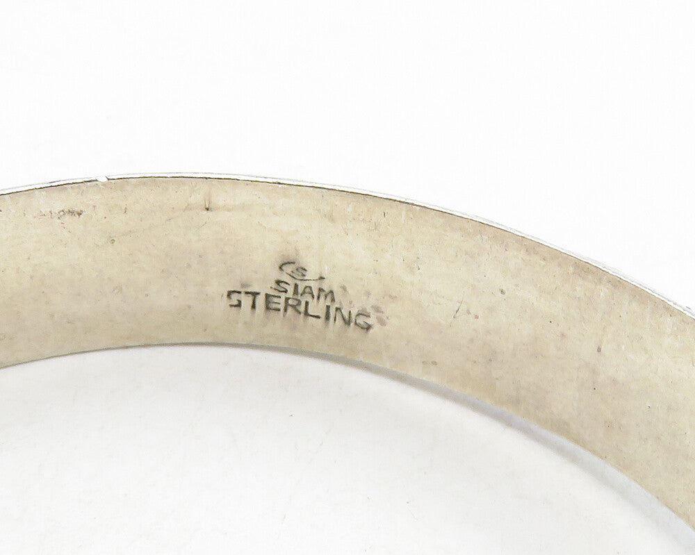 SIAM 925 Sterling Silver  Vintage Enamel Coated Pattern Bangle Bracelet BT4362
