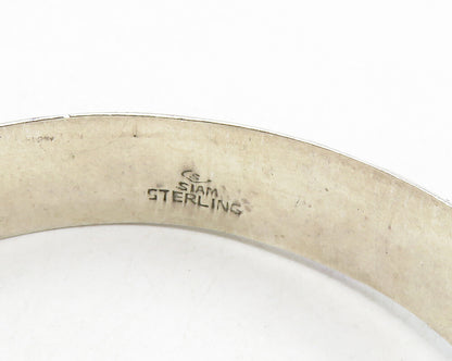 SIAM 925 Sterling Silver  Vintage Enamel Coated Pattern Bangle Bracelet BT4362