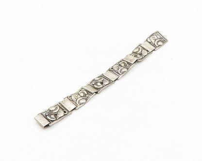 MUNKSGAARD DENMARK 925 Silver  Vintage Floral Panel Chain Bracelet  BT7057