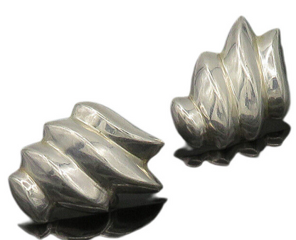 BAYANIHAN 925 Silver & 14K GOLD  Vintage Shiny Fluted Drop Earrings  EG10528