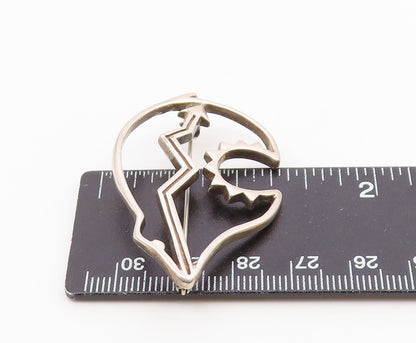 SOUTHWESTERN 925 Sterling Silver Vintage Openwork Bear Cutout Brooch Pin BP9944
