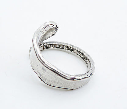 REED & BARTON 925 Sterling Silver Vintage Spoon Bypass Band Ring Sz 6.5  RG4842